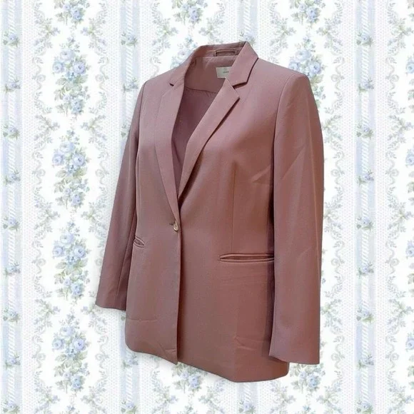 Dusty Pink Blazer/Career Suit Jacket Women's L Large Button Front - Picture 2 of 5